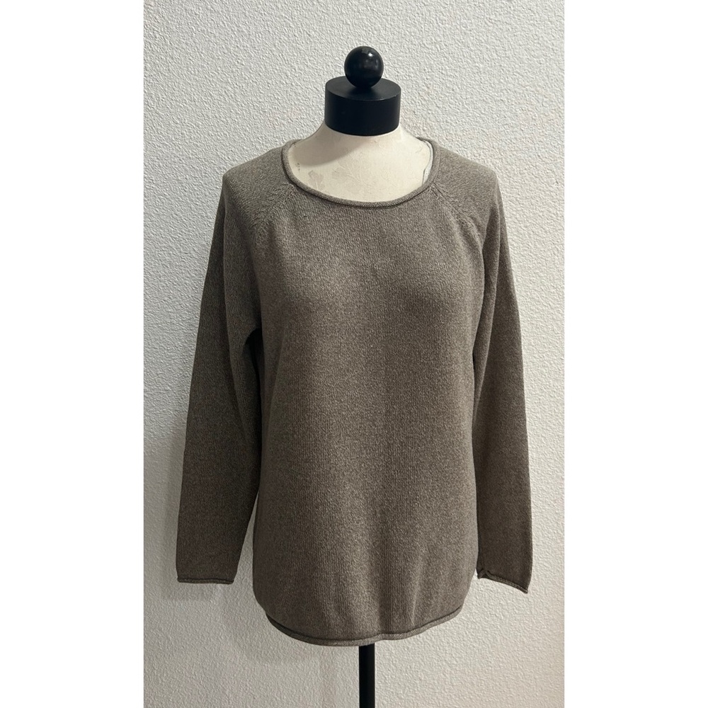 Eddie Bauer Women’s Size XL Taupe Cotton Blend Boat Neck Raglan Pullover Sweater